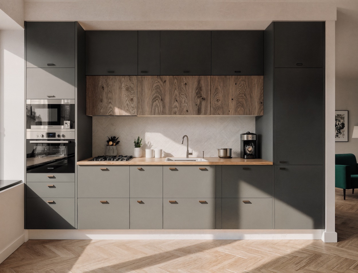 еко лофт кухня індустріальні елементи натуральні матеріали сучасний інтер'єр замовлення